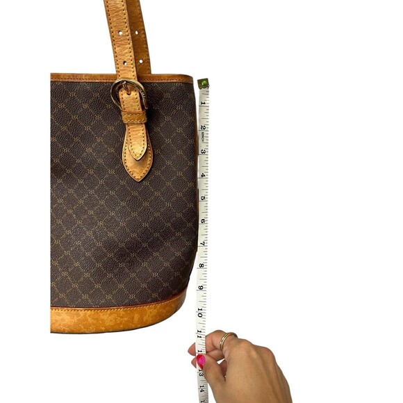 Vintage Rioni Brown Canvas Logo Print Tote Shoulder Bucket Bag Handbag Italy - Picture 13 of 16